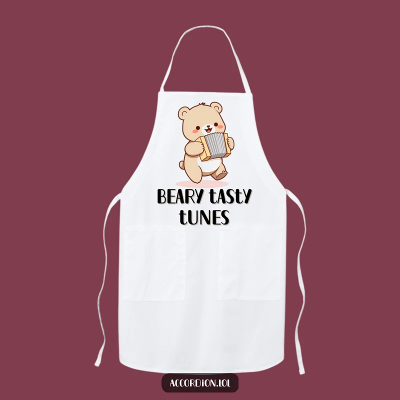 Funny Bear Accordion Apron: Bouncing Chef Bear, Humorous Kitchen Entertainment