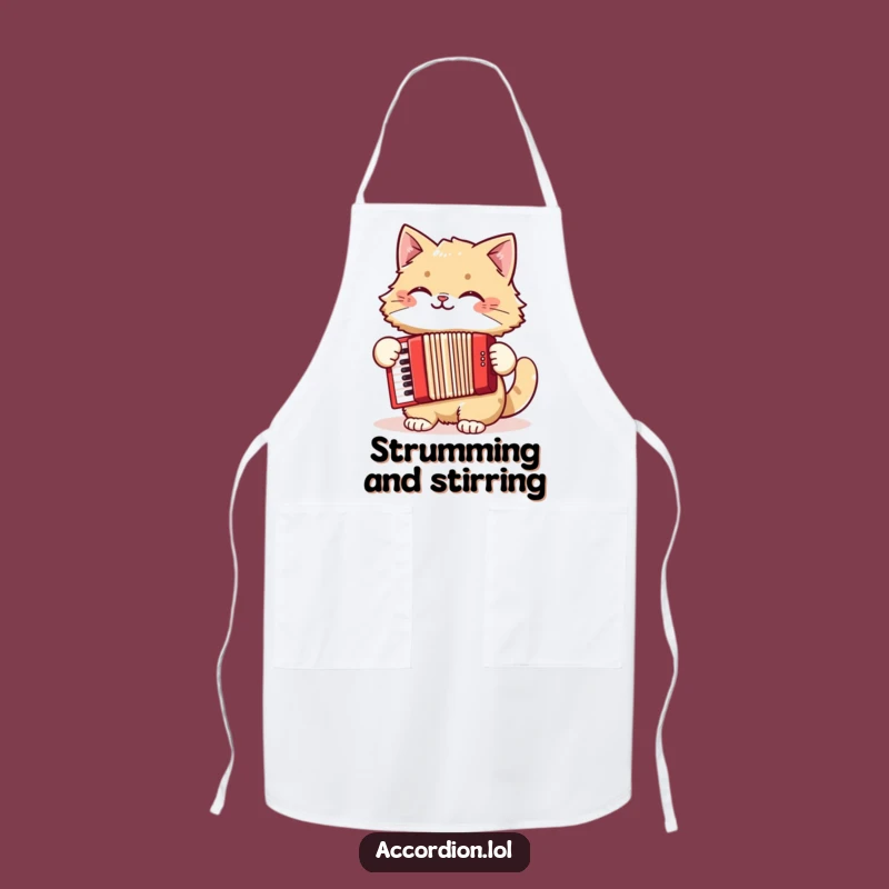 Funny Cat Accordion Apron: Culinary Cat Maestro, Humorous Kitchen Gift Idea