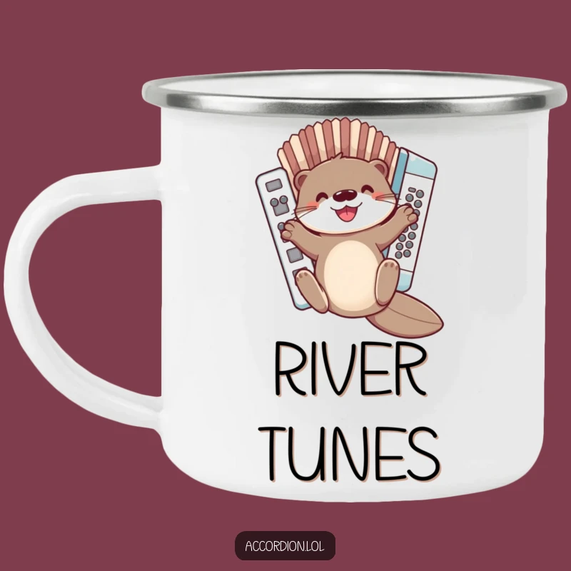Funny Otter Accordion Camping Mug: Adventure with Musical Otters