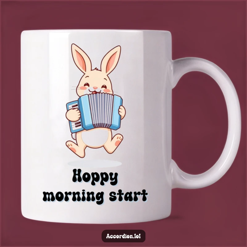 Funny Bunny Accordion Mug: Hopping Musician's Joy, Cheerful Humorous Gift