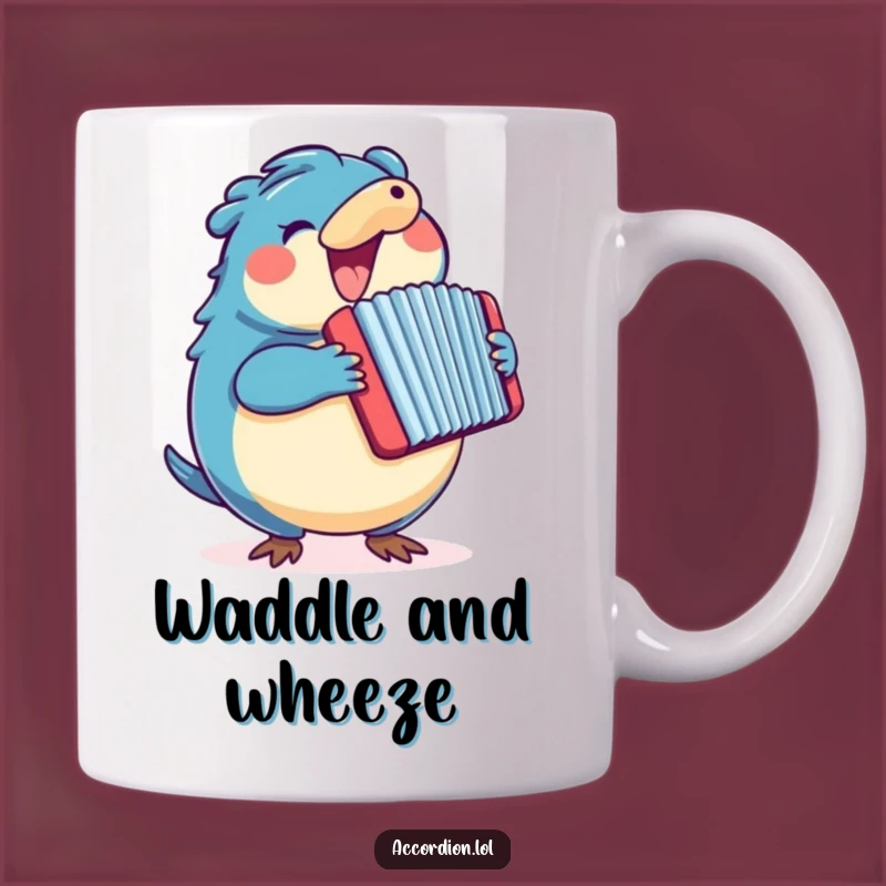 Funny Platypus Accordion Mug: A Joyful Blue Platypus Playing a Colorful Accordion, Perfect Gift