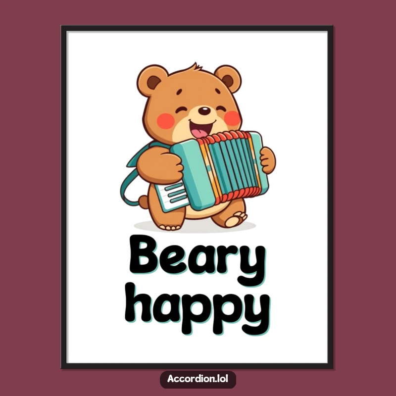 Funny Bear Accordion Digital Art: Instant Cheerful Decor