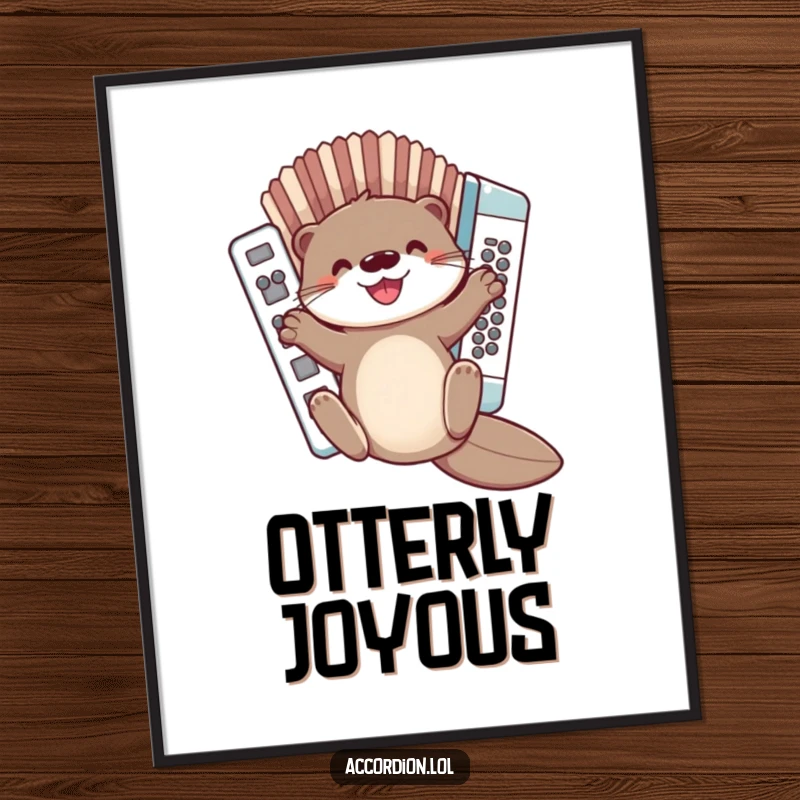 Funny Otter Accordion Digital Art Print of a cute otter sliding down a joyous accordion, perfect for instant wall decor.