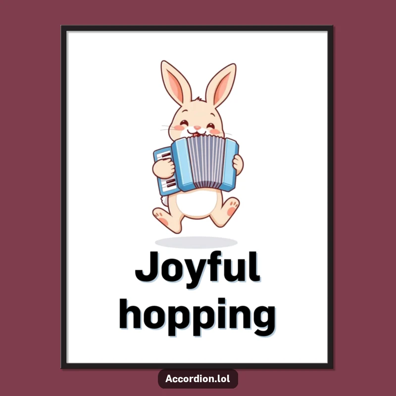 Funny Bunny Accordion Digital Print: Hopping Art Download, Instant Humorous Decor