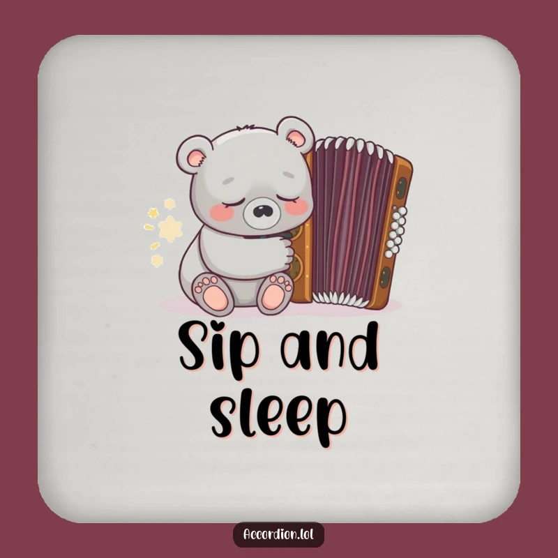 Funny Bear Accordion Drink Coaster: Protect Surfaces with a Sleepy Grey Bear