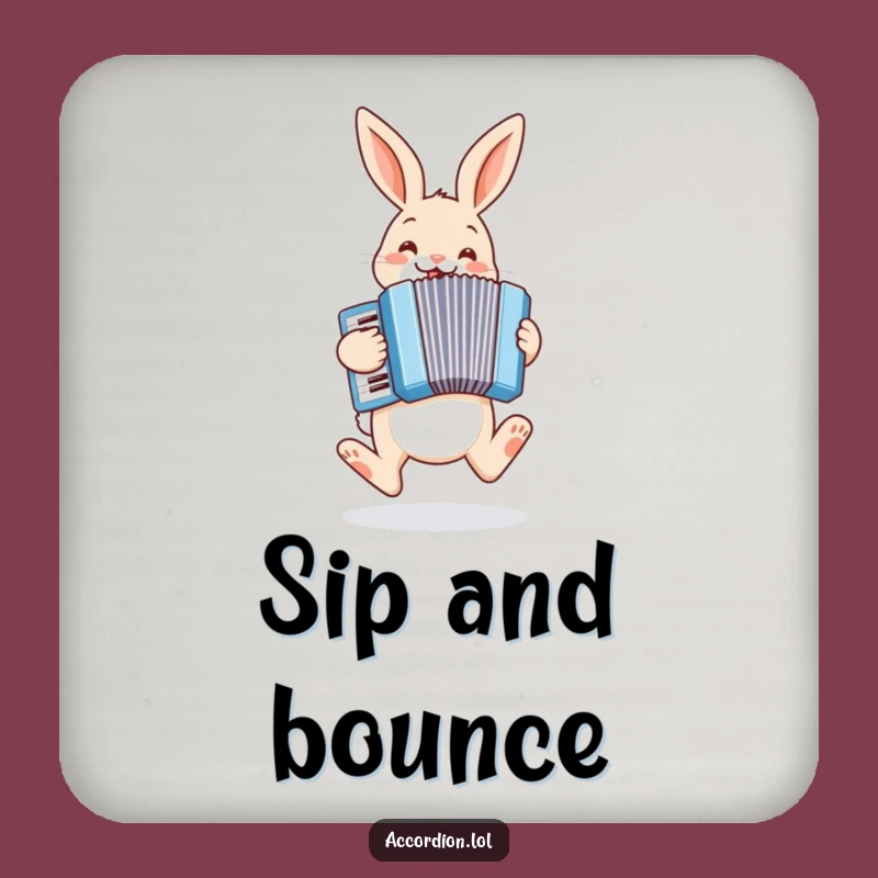 Funny Bunny Accordion Coaster: Hopping Music Saver, Humorous Tabletop Gift
