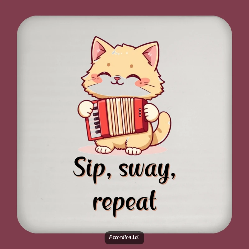 Funny Cat Accordion Coaster: Protect Surfaces with Feline Music Charm, Humorous Gift