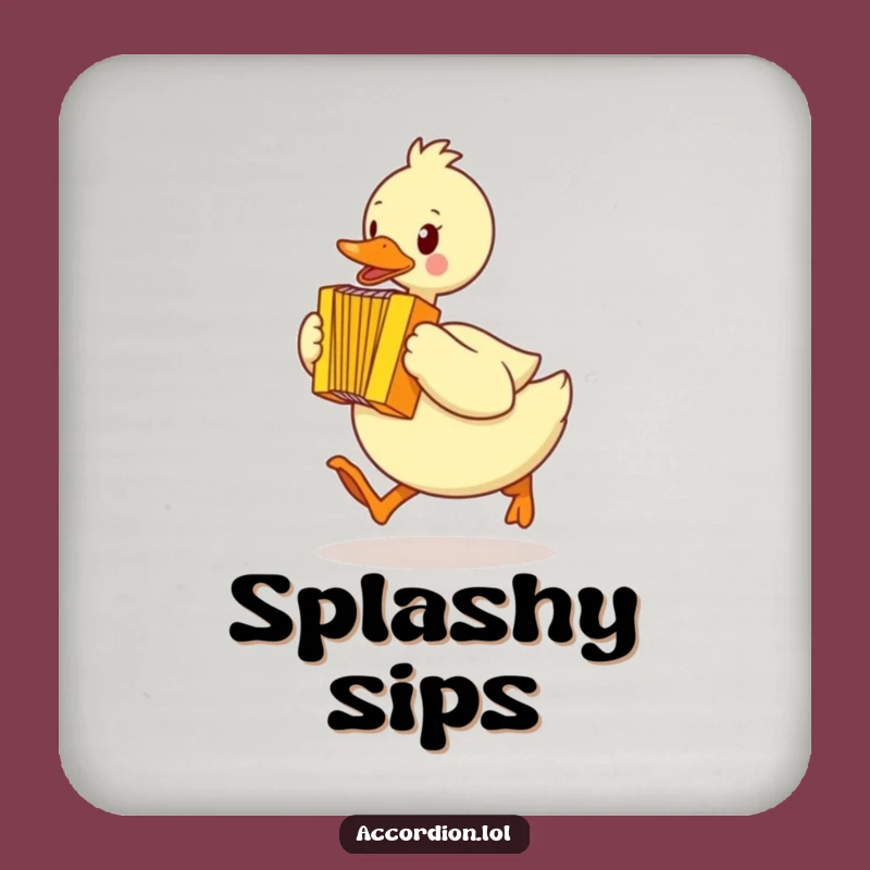 Funny Duck Accordion Coaster: Waddling Music Saver, Humorous Tabletop Gift