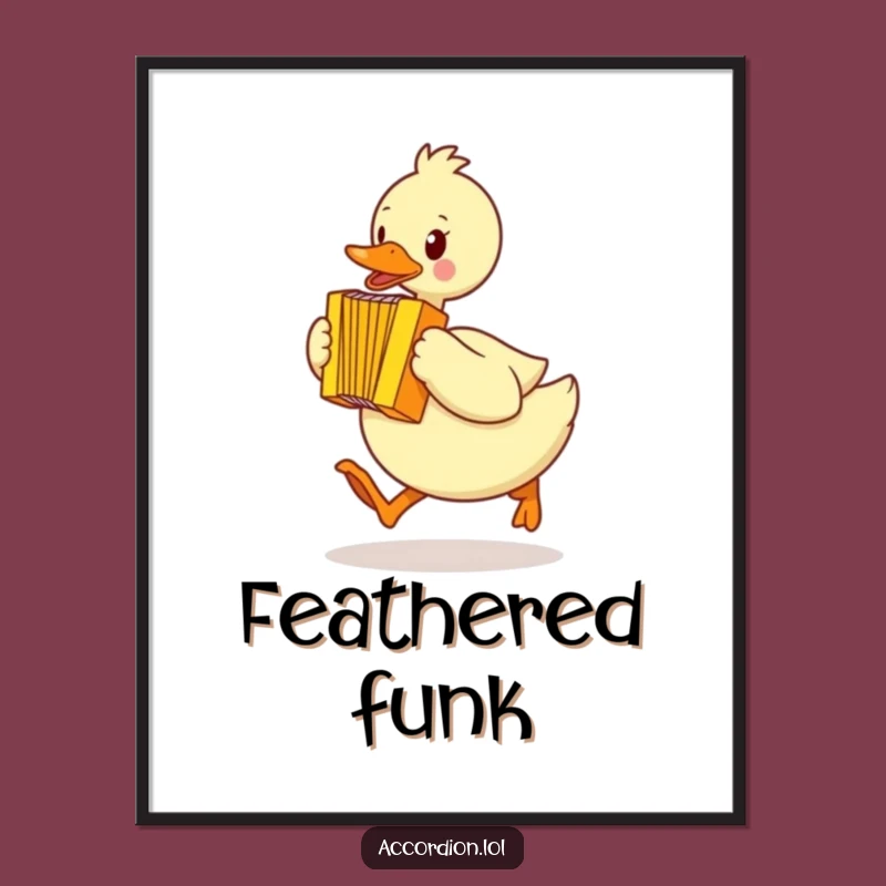 Funny Duck Accordion Poster: Waddling Art, Vibrant Wall Decor, Humorous Gift