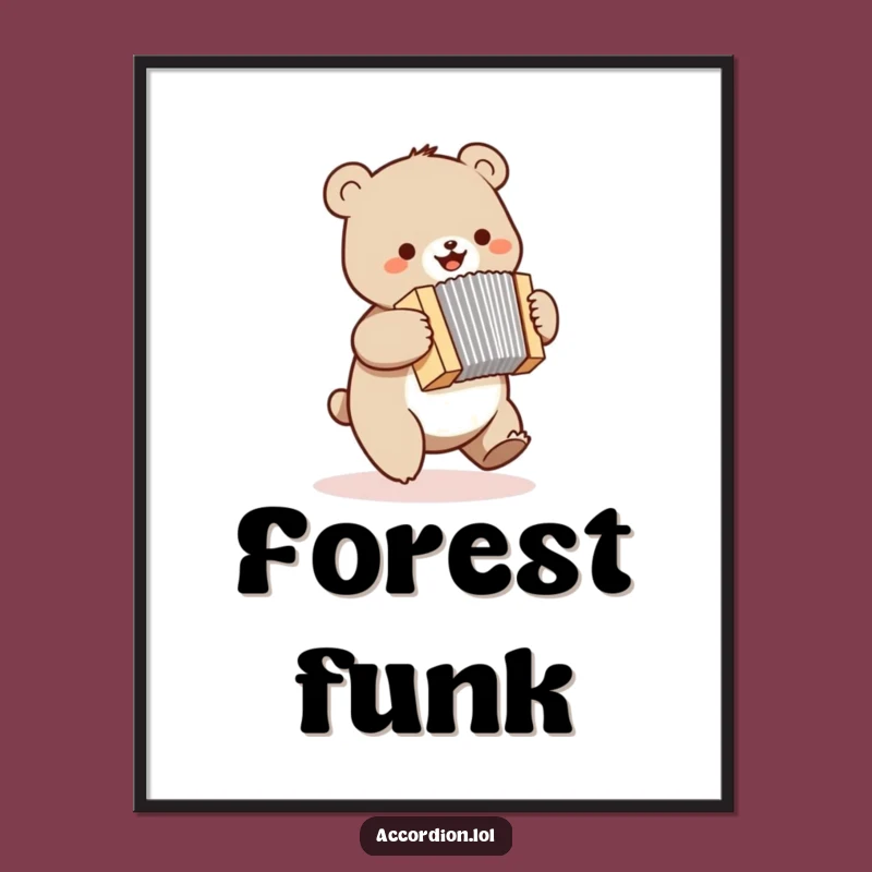 Funny Bear Accordion Poster: Bouncing Bear Art, Joyful Wall Decor, Humorous Gift