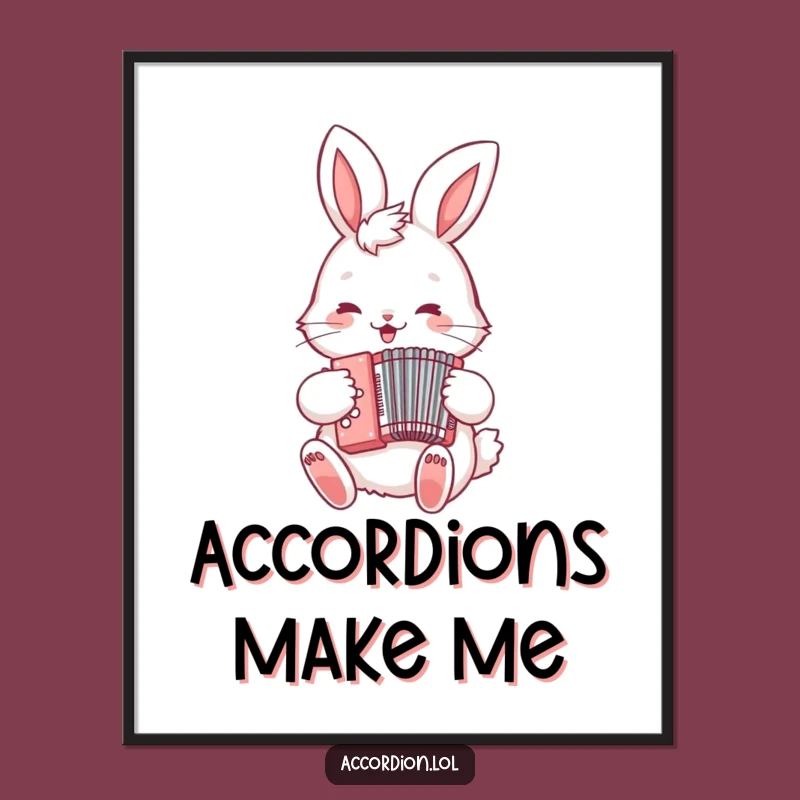 Funny Bunny Accordion Poster: Adorable Wall Art for Music Enthusiasts