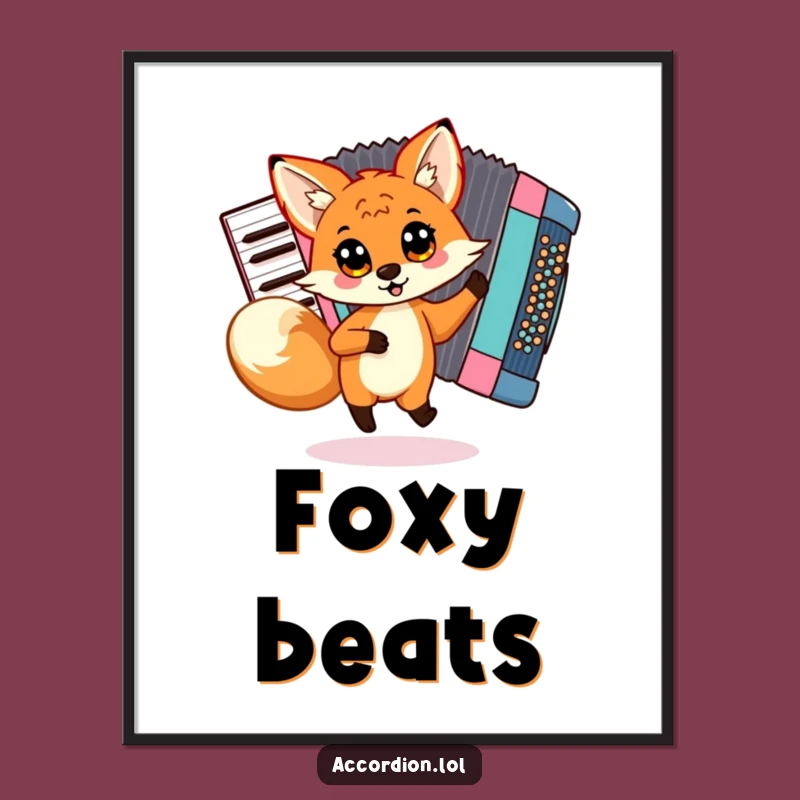 Funny Fox Accordion Poster: Vibrant Wall Art to Make You Dance