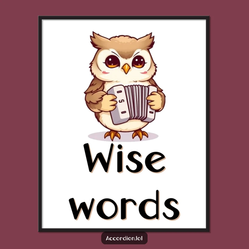 Funny Owl Accordion Poster: Whimsical Wall Art for Music Lovers