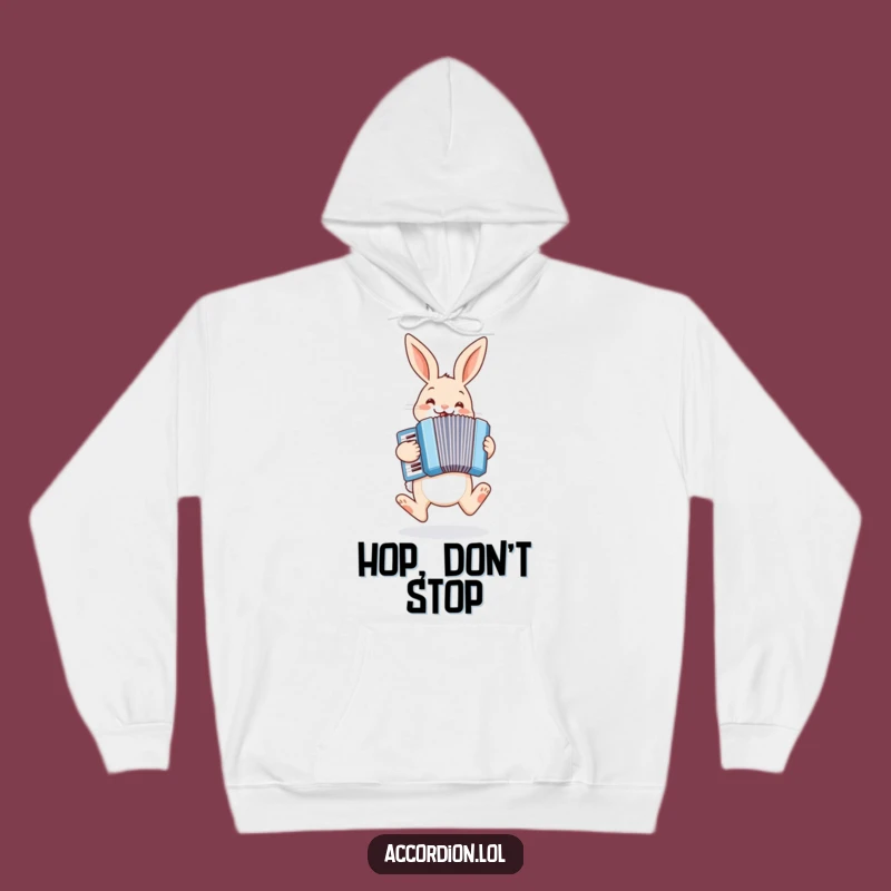 Funny Bunny Accordion Hoodie: Cozy Hopping Musician Sweatshirt, Warm Humorous Gift