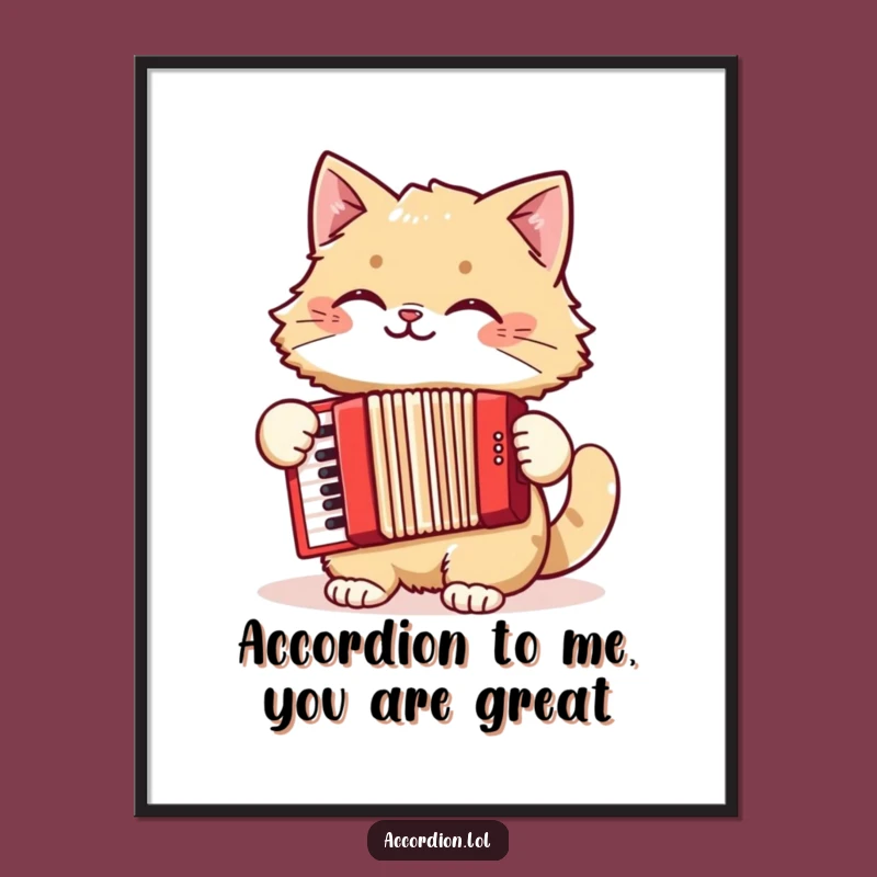 Free Printable Wall Art: Funny Cat Accordion Player Hilarious Downloadable Decor