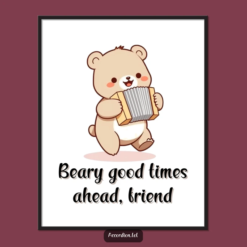 Free Printable Wall Art: Bouncing Bear Accordion Player Downloadable Decor