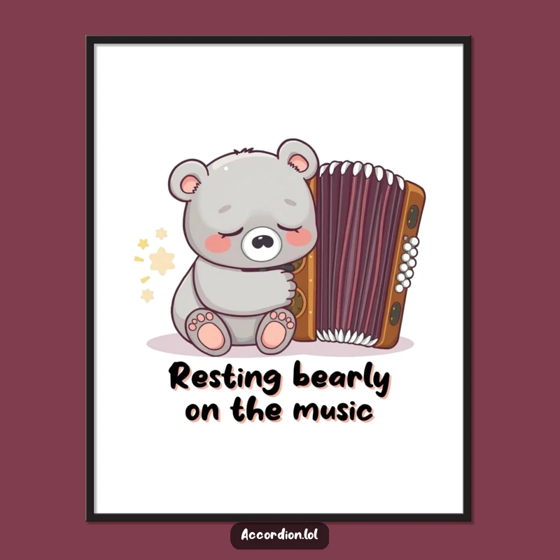 Funny Free Printable Wall Art: Bear & Accordion Decor, Humorous Downloadable Art Gift