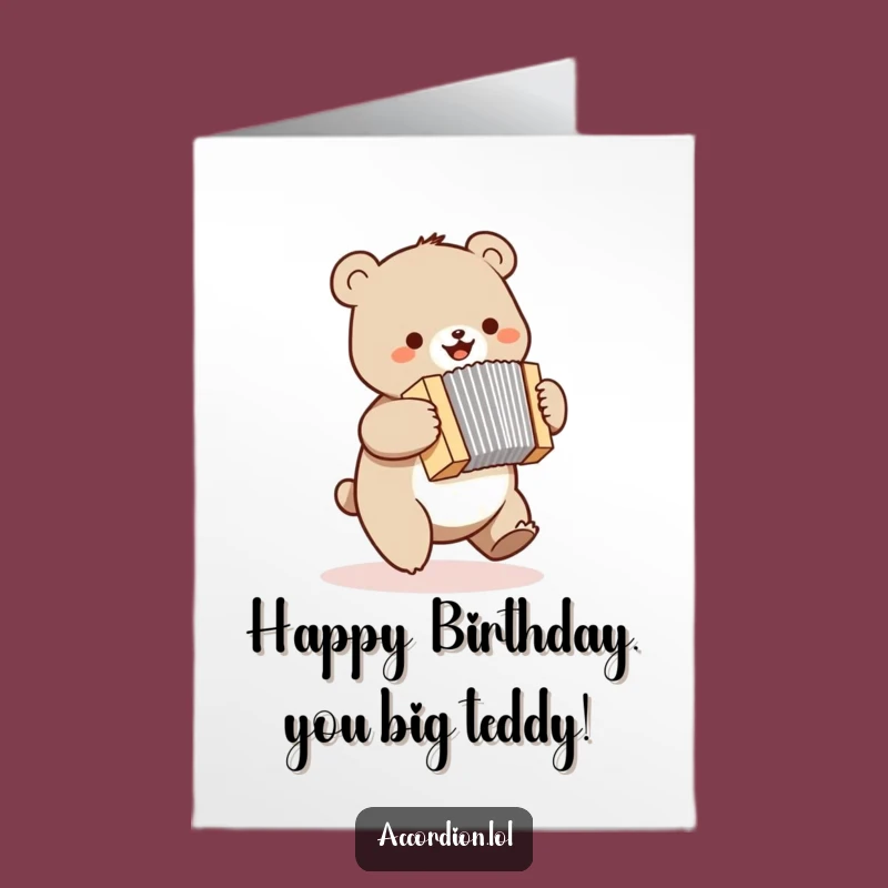Free Printable Birthday Card: Bouncing Bear Accordion Player Fun Downloadable Gift