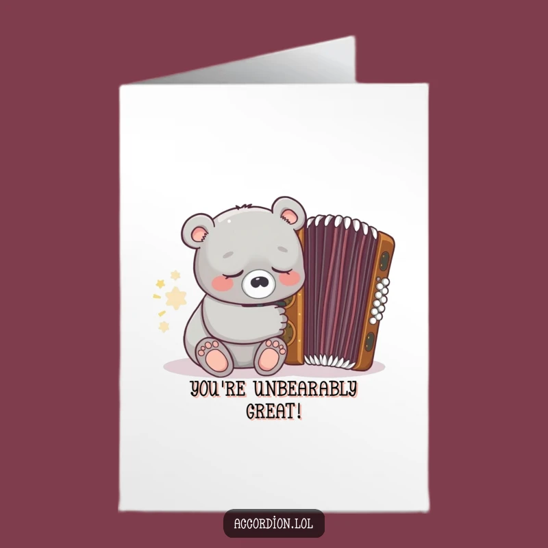 Free Printable Congrats Card: Bear & Accordion, Humorous Downloadable DIY Gift