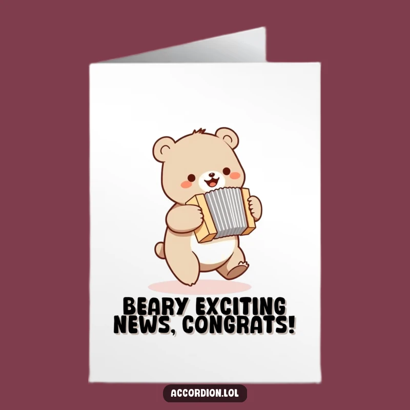 Free Printable Congrats Card: Bouncing Bear Accordionist Celebration Downloadable Cheer