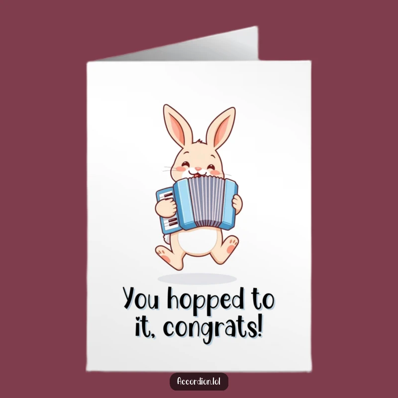 Free Printable Congrats Card: Bunny Accordionist Celebration Downloadable Joy