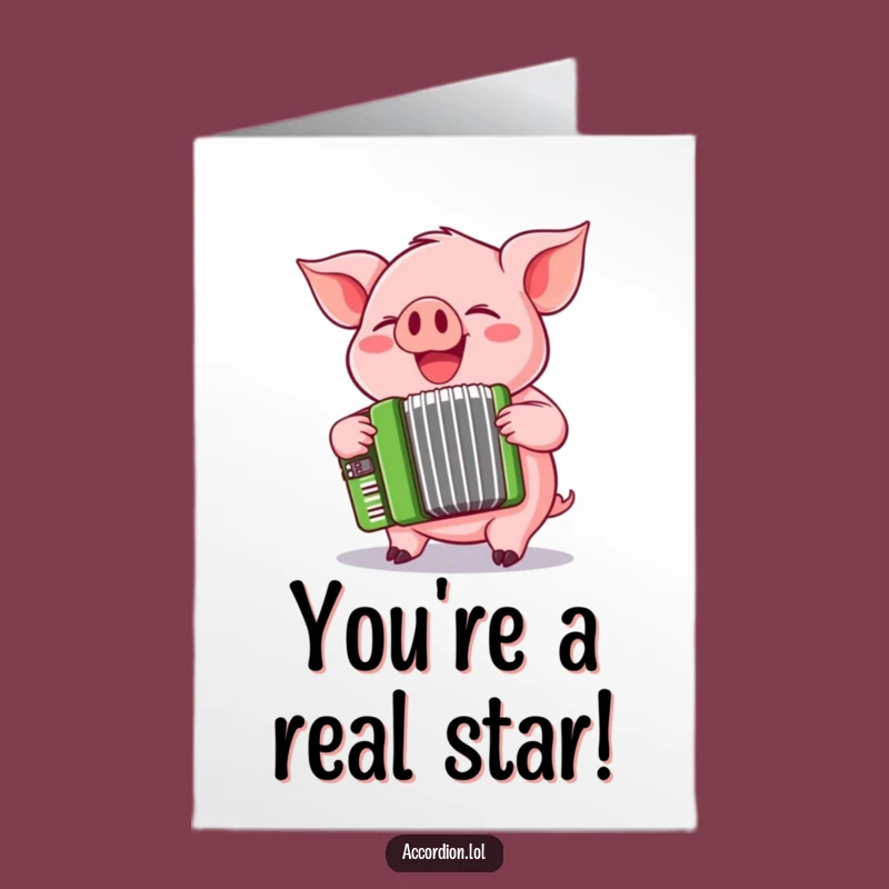Free Printable Congrats Card: Pig, Accordion, Humorous Downloadable DIY Gift