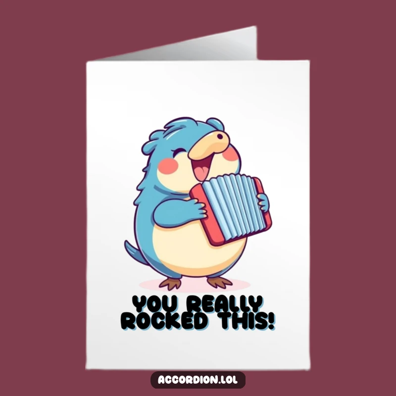 Free Printable Congrats Card: Platypus Plays Accordion, Humorous Downloadable DIY Gift