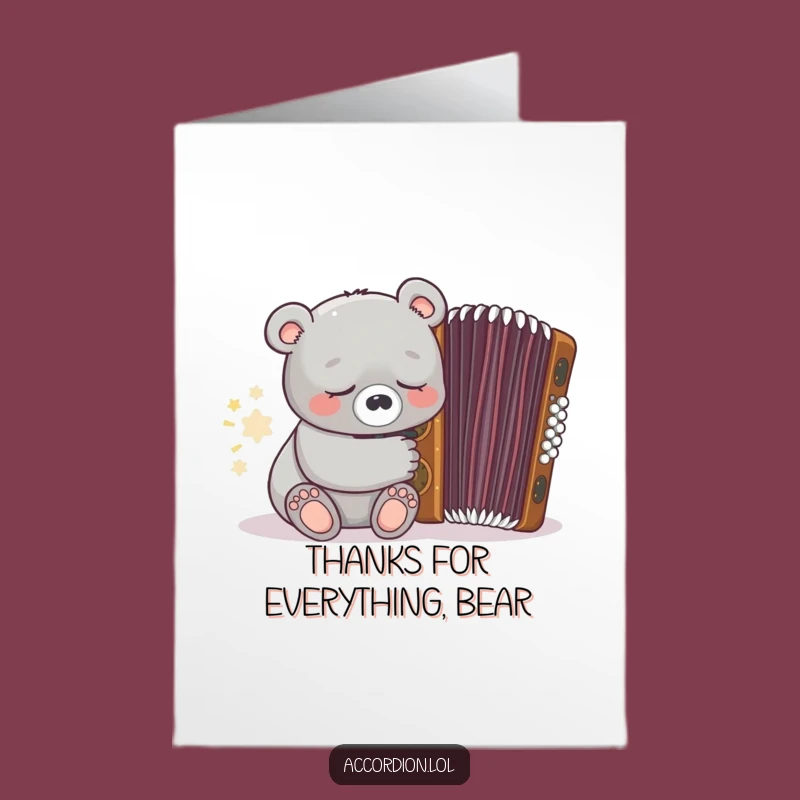 Free Printable Thank You Card: Bear Accordion, Downloadable Humorous DIY Gift