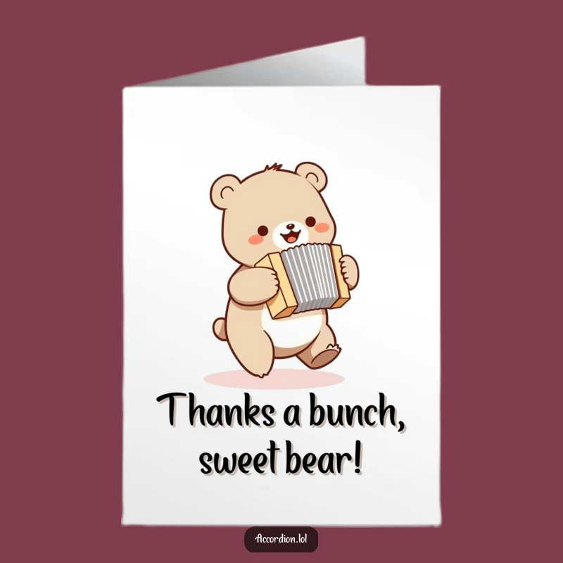 Free Printable Thank You Card: Bear's Bouncing Accordion Downloadable Gratitude