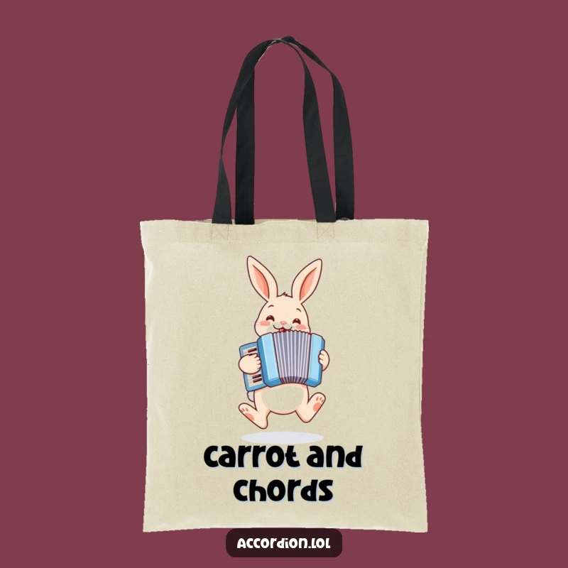 Funny Bunny Accordion Tote Bag: Hopping Music Accessory, Whimsical Humor Tote