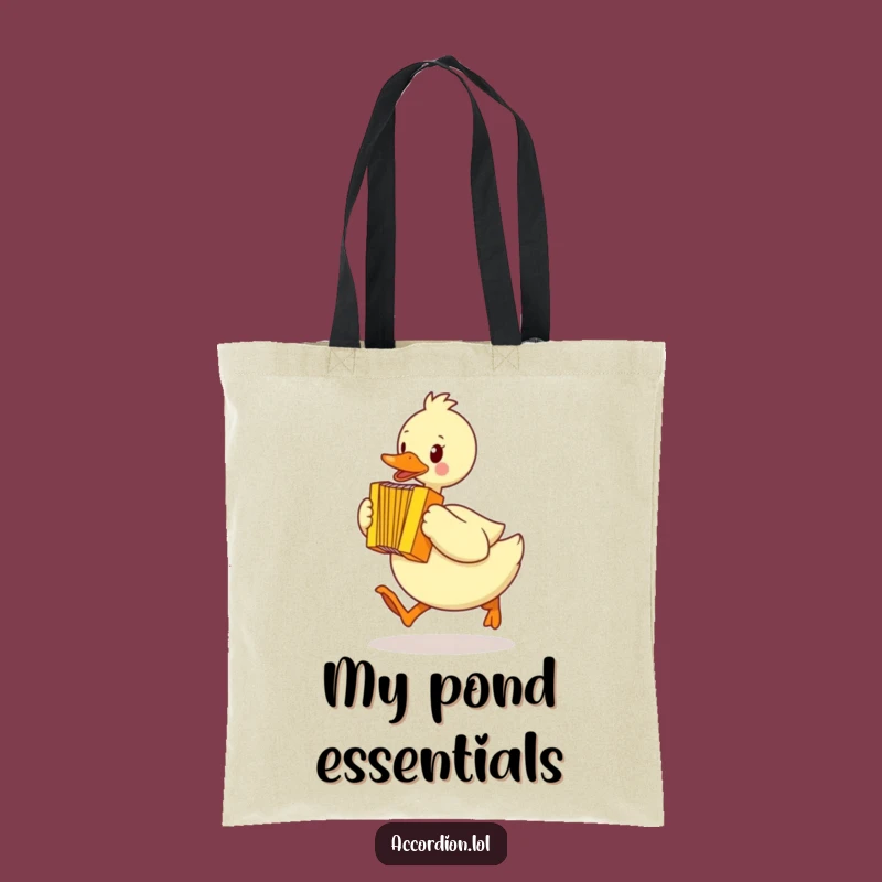 Funny Duck Accordion Tote Bag: Waddling Music Accessory, Whimsical Humor Tote